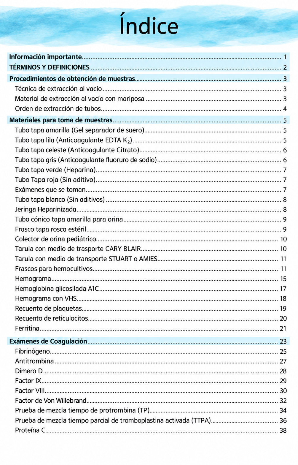 Libreta de Exámenes de laboratorio - Toma de muestras